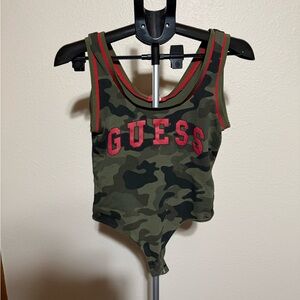 Guess Red and Green Camouflage Bodysuit